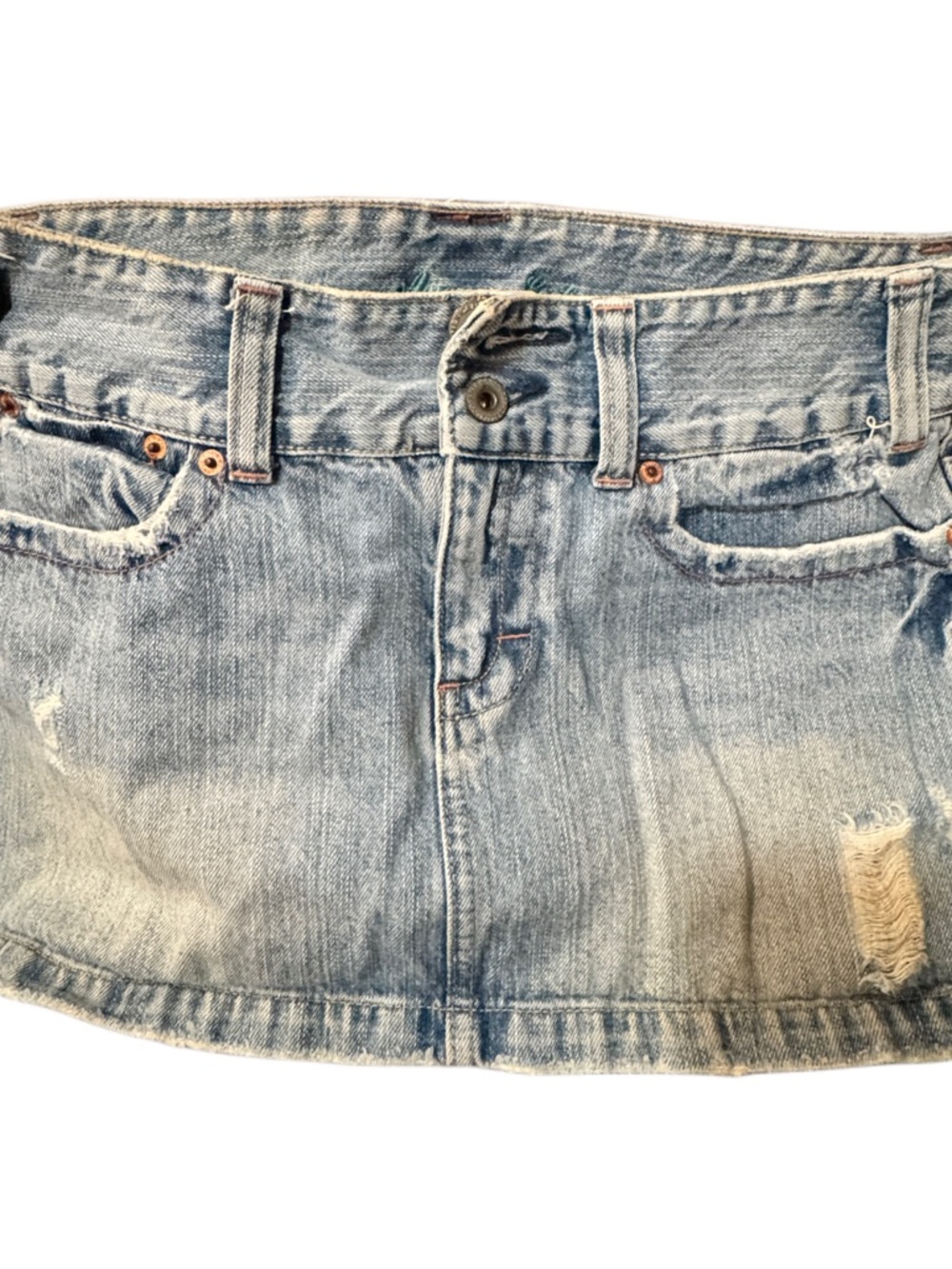 American Eagle Y2K Low Rise Denim Mini Skirt Distressed Micro Jean Skirt XS S” - Picture 5 of 5